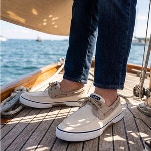 Sperry Men's Tan and Cream Boat Shoes size 14 new without tags